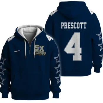 Nfl Dallas Cowboys Quarter Zip Waffle Hoodie Dak Prescott 1