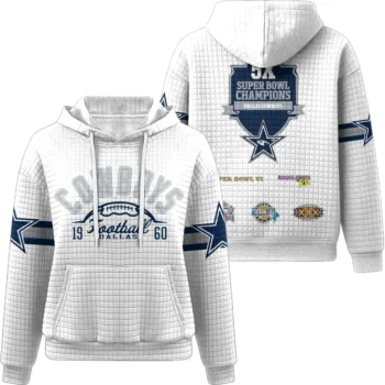 Nfl Dallas Cowboys Waffle Hoodie Super Bowl Champions White 1