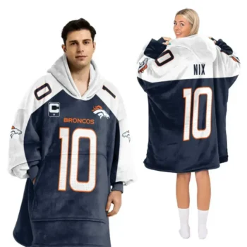 Nfl Denver Broncos Blanket Hoodie Bo Nix 1