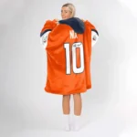 Nfl Denver Broncos Blanket Hoodie Bo Nix Autographed 1