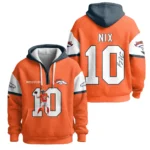 Nfl Denver Broncos Quarter Zip Waffle Hoodie Bo Nix 1