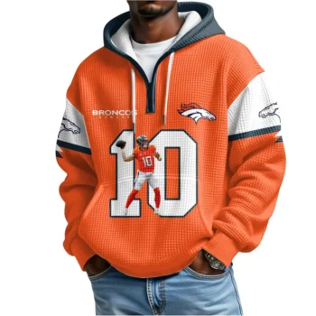 Nfl Denver Broncos Quarter Zip Waffle Hoodie Bo Nix 2