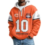 Nfl Denver Broncos Quarter Zip Waffle Hoodie Bo Nix 3x Super Bowl 1