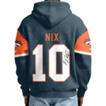 Nfl Denver Broncos Quarter Zip Waffle Hoodie Bo Nix Autographed 1