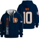 Nfl Denver Broncos Quarter Zip Waffle Hoodie Bo Nix Navy 1