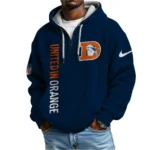 Nfl Denver Broncos Quarter Zip Waffle Hoodie Bo Nix Navy 1