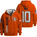 Nfl Denver Broncos Quarter Zip Waffle Hoodie Bo Nix Orange 1