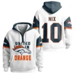 Nfl Denver Broncos Quarter Zip Waffle Hoodie Bo Nix United In Orange Orange 1