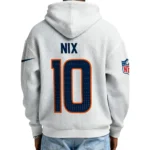Nfl Denver Broncos Quarter Zip Waffle Hoodie Bo Nix White 1