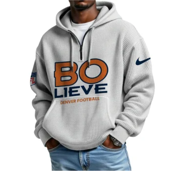 Nfl Denver Broncos Quarter Zip Waffle Hoodie Bolieve 2