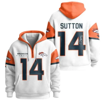 Nfl Denver Broncos Quarter Zip Waffle Hoodie Courtland Sutton 1