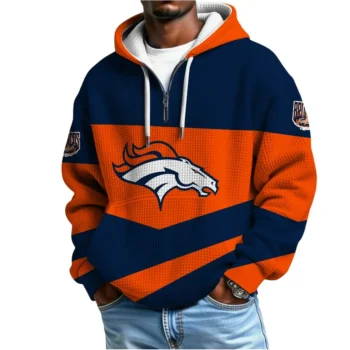 Nfl Denver Broncos Quarter Zip Waffle Hoodie Nik Bonitto 2