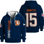 Nfl Denver Broncos Quarter Zip Waffle Hoodie Nik Bonitto Navy 1