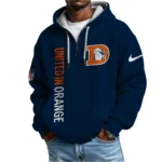Nfl Denver Broncos Quarter Zip Waffle Hoodie Nik Bonitto Navy 1