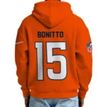 Nfl Denver Broncos Quarter Zip Waffle Hoodie Nik Bonitto Orange 1