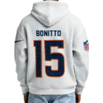 Nfl Denver Broncos Quarter Zip Waffle Hoodie Nik Bonitto White 1
