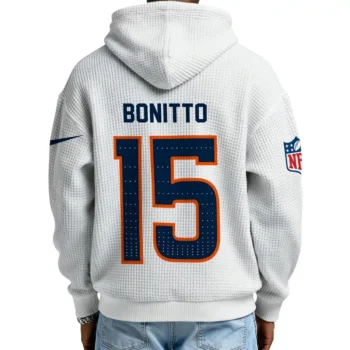 Nfl Denver Broncos Quarter Zip Waffle Hoodie Nik Bonitto White 2