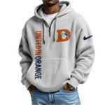 Nfl Denver Broncos Quarter Zip Waffle Hoodie Nik Bonitto White 1