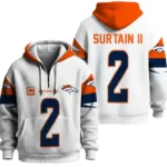 Nfl Denver Broncos Quarter Zip Waffle Hoodie Patrick Surtain Ii 1