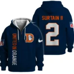 Nfl Denver Broncos Quarter Zip Waffle Hoodie Patrick Surtain Ii Navy 1
