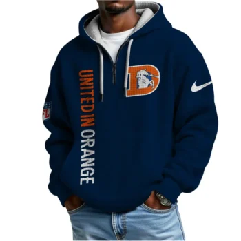 Nfl Denver Broncos Quarter Zip Waffle Hoodie Patrick Surtain Ii Navy 2