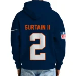 Nfl Denver Broncos Quarter Zip Waffle Hoodie Patrick Surtain Ii Navy 1
