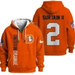 Nfl Denver Broncos Quarter Zip Waffle Hoodie Patrick Surtain Ii Orange 1
