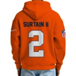 Nfl Denver Broncos Quarter Zip Waffle Hoodie Patrick Surtain Ii Orange 1