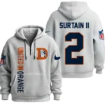 Nfl Denver Broncos Quarter Zip Waffle Hoodie Patrick Surtain Ii White 1