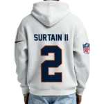 Nfl Denver Broncos Quarter Zip Waffle Hoodie Patrick Surtain Ii White 1