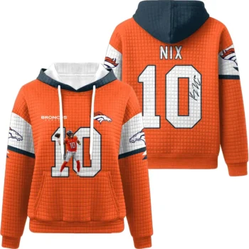Nfl Denver Broncos Waffle Hoodie Bo Nix 1