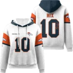 Nfl Denver Broncos Waffle Hoodie Bo Nix Autographed 1