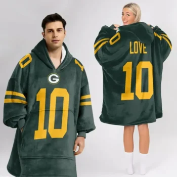 Nfl Green Bay Packers Blanket Hoodie Jordan Love 1