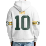 Nfl Green Bay Packers Quarter Zip Waffle Hoodie Jordan Love Autographed 1