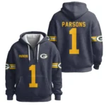 Nfl Green Bay Packers Quarter Zip Waffle Hoodie Micah Parsons 1