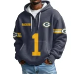 Nfl Green Bay Packers Quarter Zip Waffle Hoodie Micah Parsons 1
