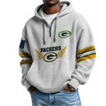 Nfl Green Bay Packers Quarter Zip Waffle Hoodie Super Bowl Champions 1