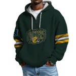 Nfl Green Bay Packers Quarter Zip Waffle Hoodie Super Bowl Champions Green 1