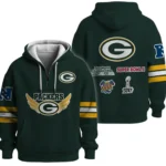 Nfl Green Bay Packers Quarter Zip Waffle Hoodie Super Bowl Champions Team 1