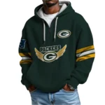 Nfl Green Bay Packers Quarter Zip Waffle Hoodie Super Bowl Champions Team 1