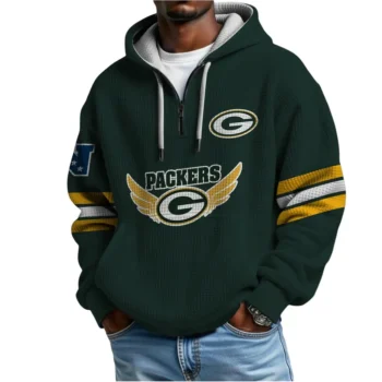 Nfl Green Bay Packers Quarter Zip Waffle Hoodie Super Bowl Champions Team 2