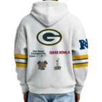 Nfl Green Bay Packers Quarter Zip Waffle Hoodie Super Bowl Champions Team White 1