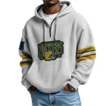 Nfl Green Bay Packers Quarter Zip Waffle Hoodie Super Bowl Champions Team White 1