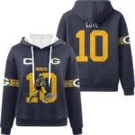 Nfl Green Bay Packers Waffle Hoodie Jordan Love Autographed 1