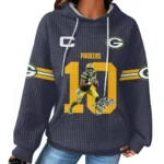 Nfl Green Bay Packers Waffle Hoodie Jordan Love Autographed 1