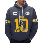 Nfl Green Bay Packers Waffle Hoodie Jordan Love Autographed 1
