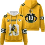 Nfl Green Bay Packers Waffle Hoodie Jordan Love Yellow 1