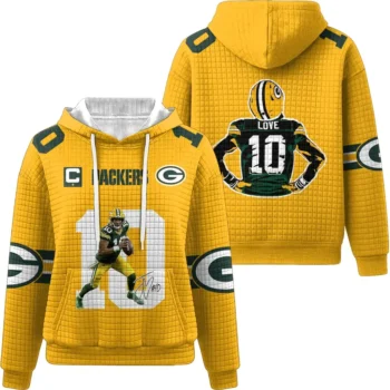 Nfl Green Bay Packers Waffle Hoodie Jordan Love Yellow 1