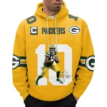 Nfl Green Bay Packers Waffle Hoodie Jordan Love Yellow 1