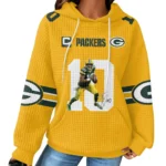 Nfl Green Bay Packers Waffle Hoodie Jordan Love Yellow 1